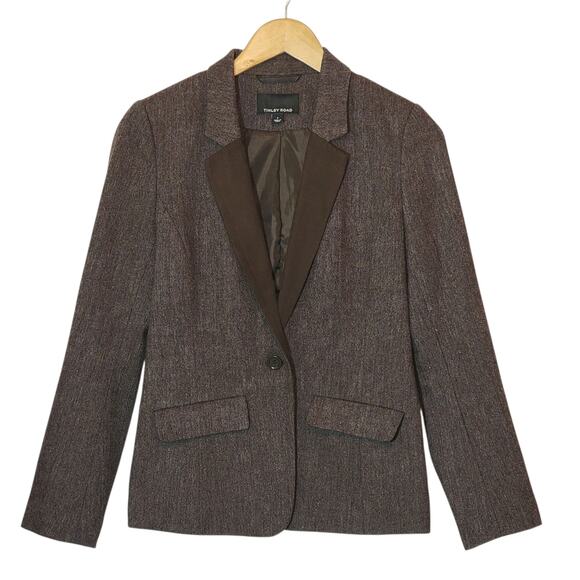 Tinley Road Wool Blazer Brown Faux Suede Lapel Tailored Structured Jacket Size S - Picture 16 of 16